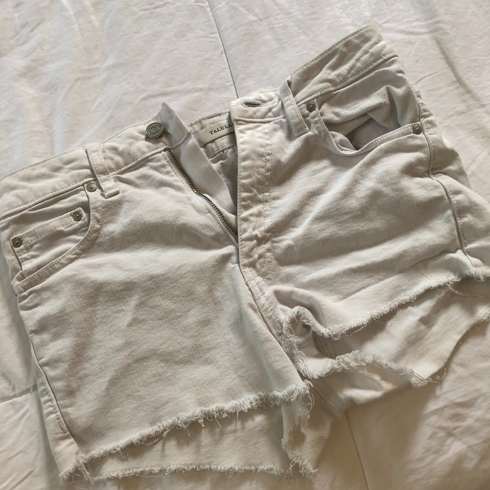 White cutoff shorts
